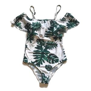 Palm leaves one piece swimsuit